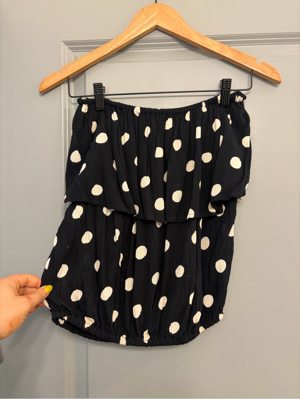 Billabong Black Mini Skirt with White Polka Dots